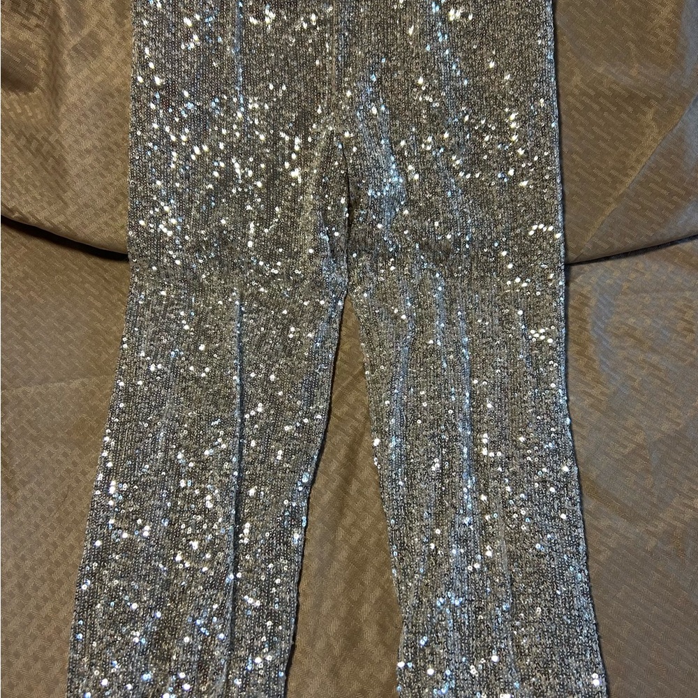 Kids Art Class Silver Sparkle Leggings for Special Occasions